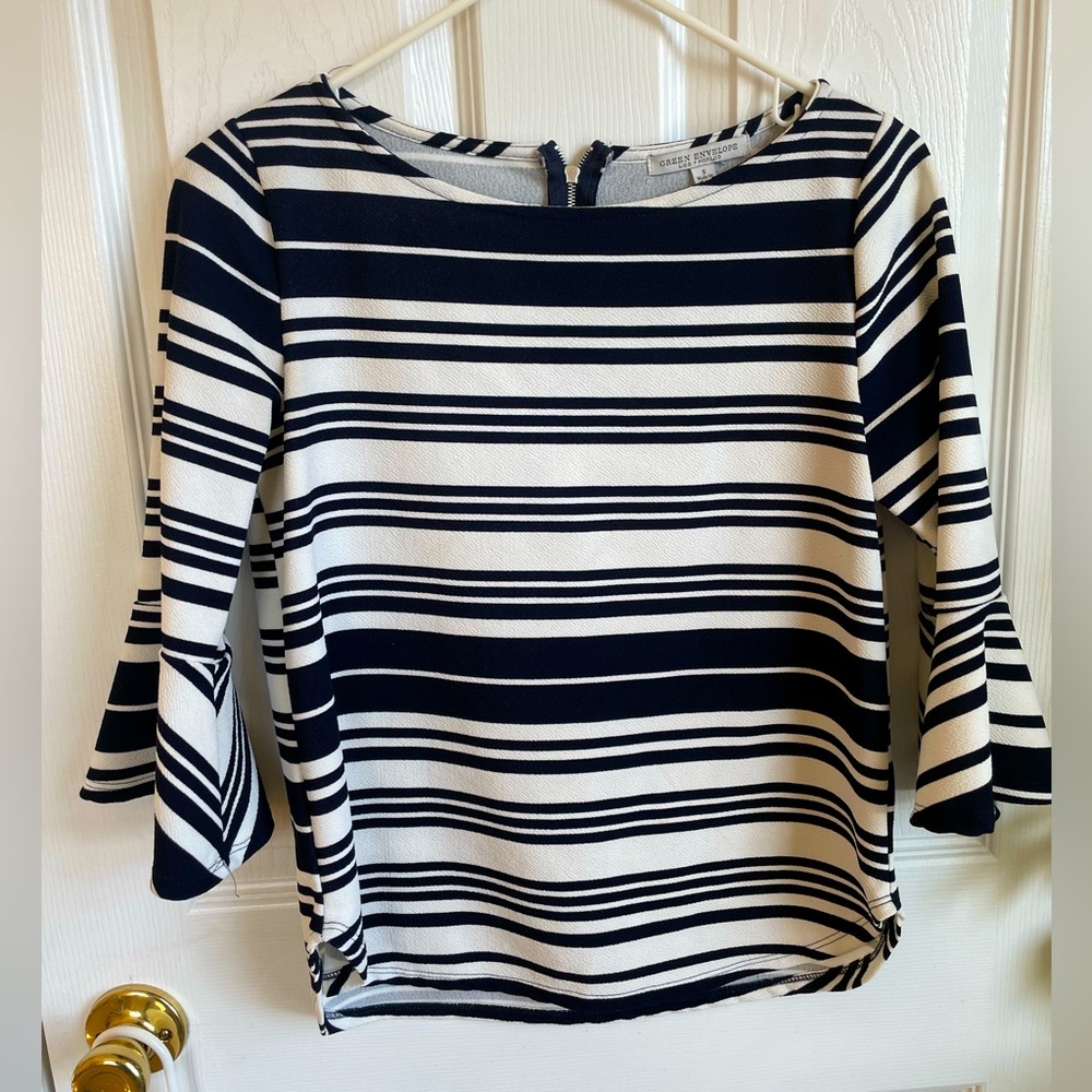 striped 1/4 sleeve blouse